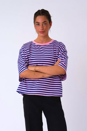 Zoe T-shirt - Blå/Ljusrosa