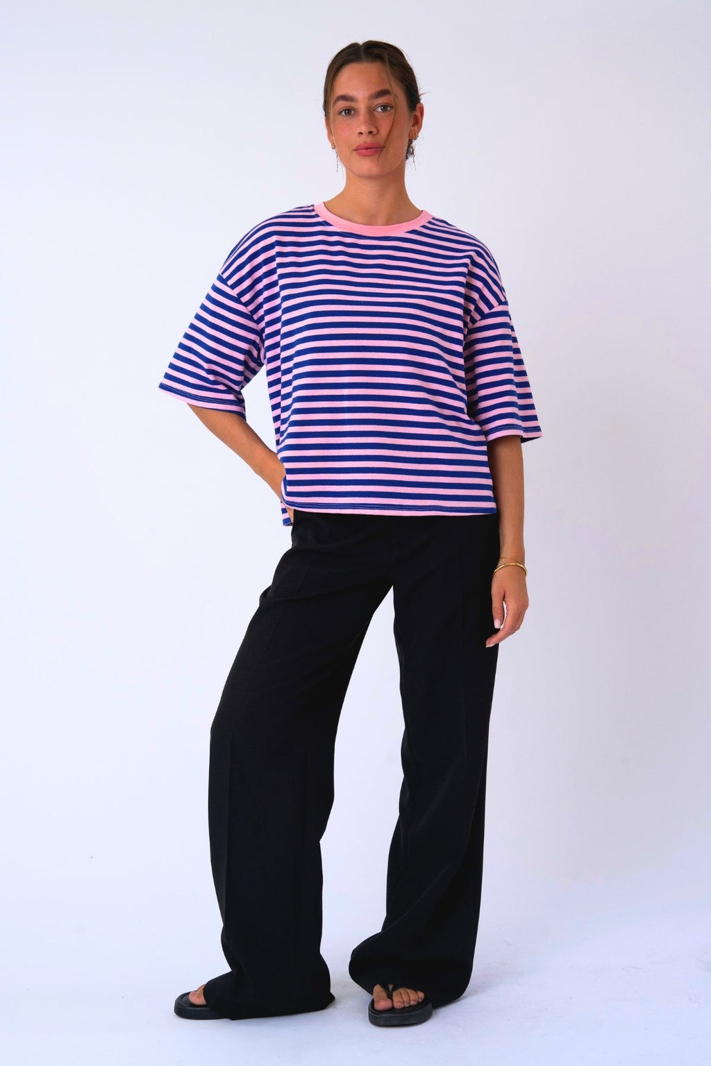 Zoe T-shirt - Blå/Ljusrosa