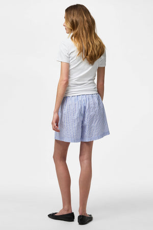 Olly Shorts med hög midja - Hydrangea Stripes-Bright White