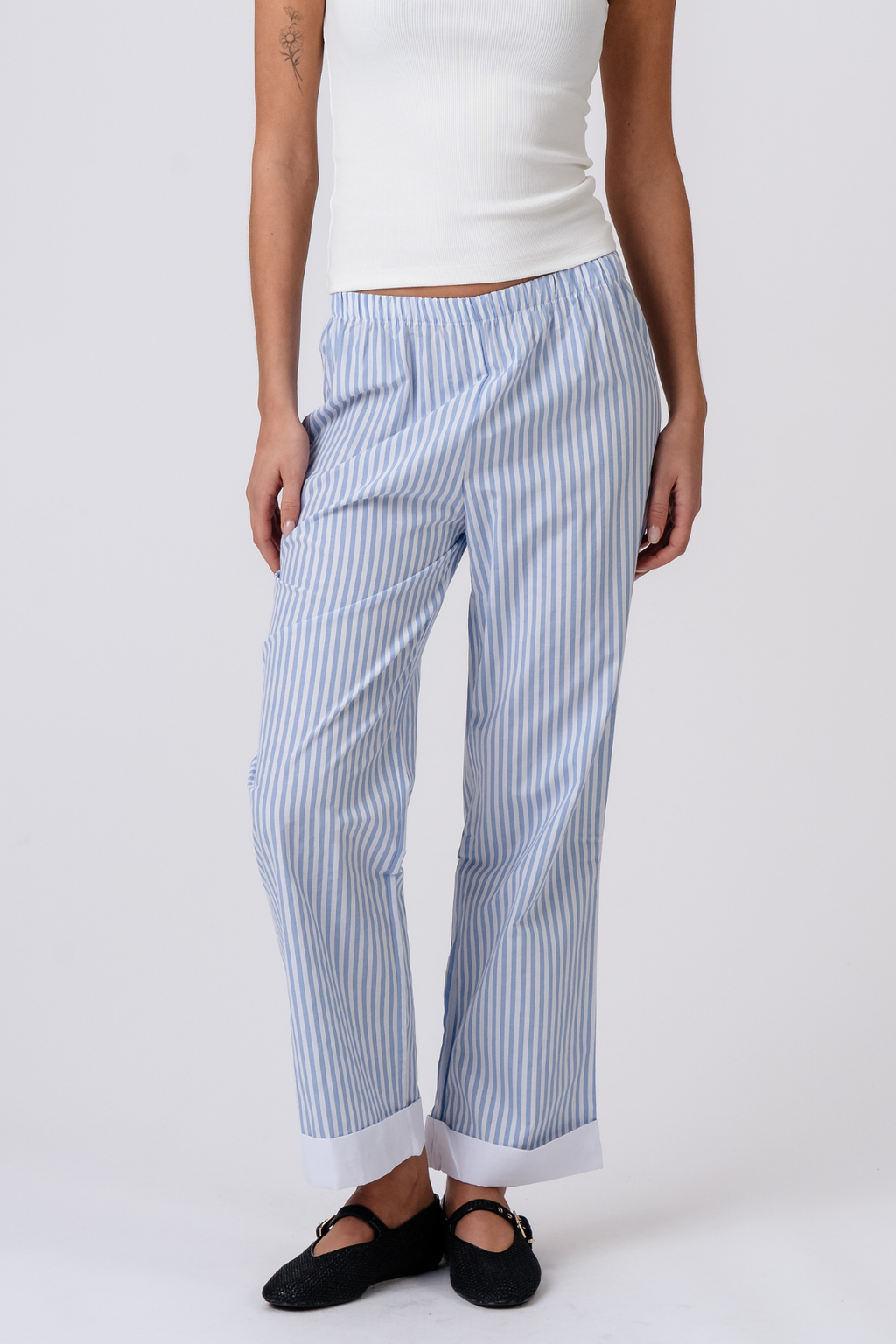 Layla Randiga Pants - Ljusblå