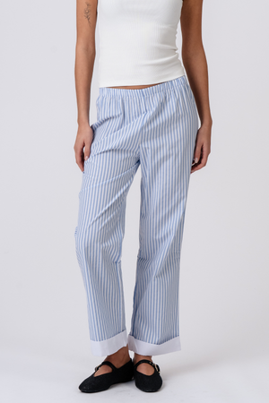 Layla Randiga Pants - Ljusblå