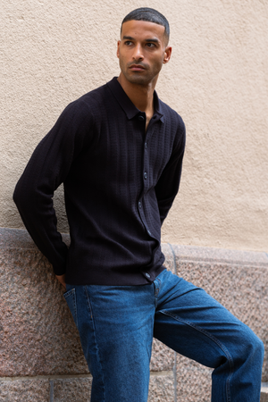 Arthur Stickad Cardigan - Dark Navy