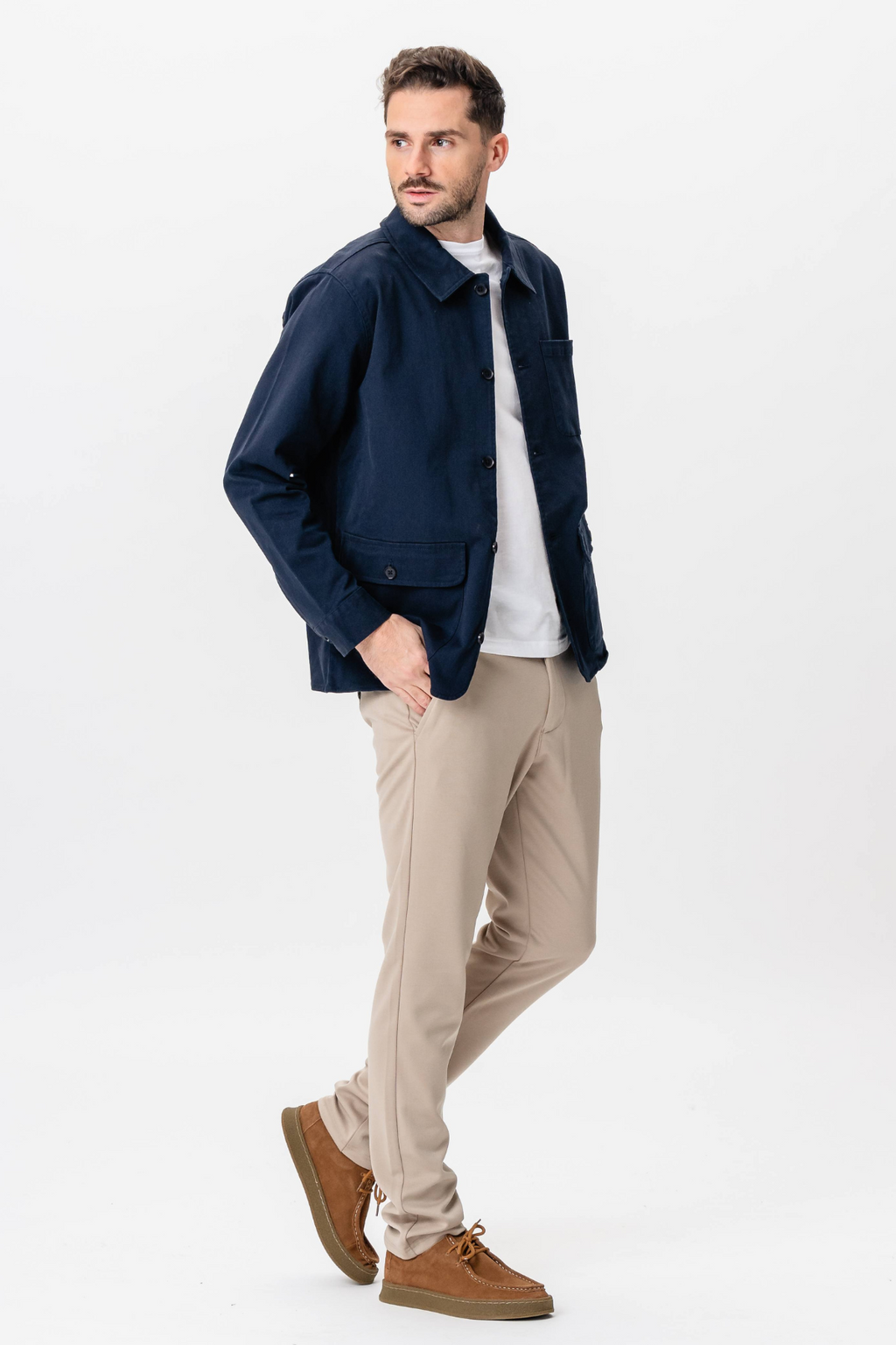 Twill Skjortjacka - Marinblå