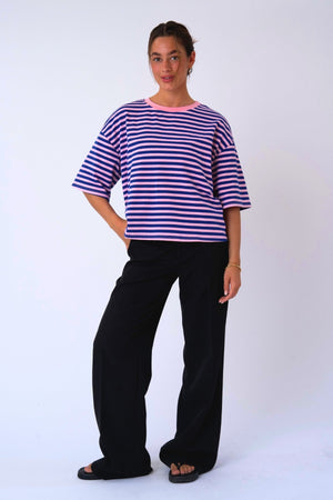 Zoe T-shirt - Blå/Ljusrosa