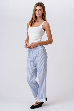 Layla Randiga Pants - Ljusblå
