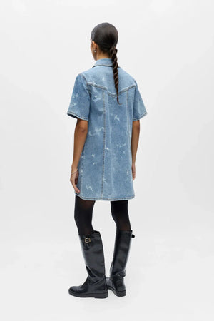 Claudia Short Denim Dress - Light Blue Denim