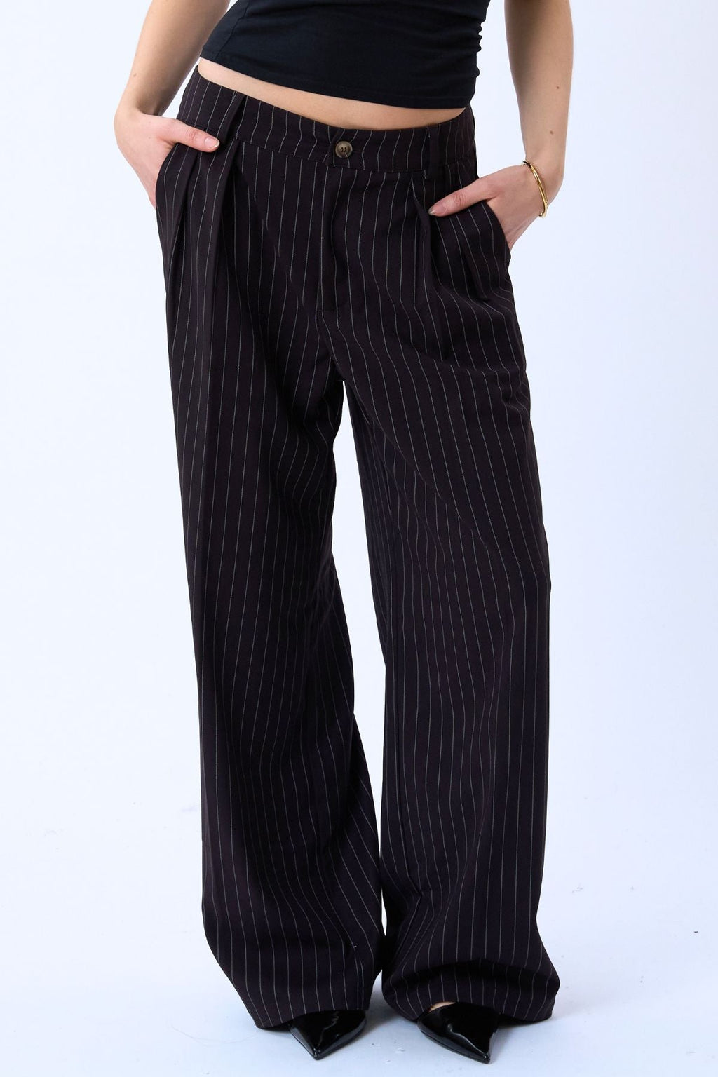 Paloma Pinstripe Pants - Mörkbrun