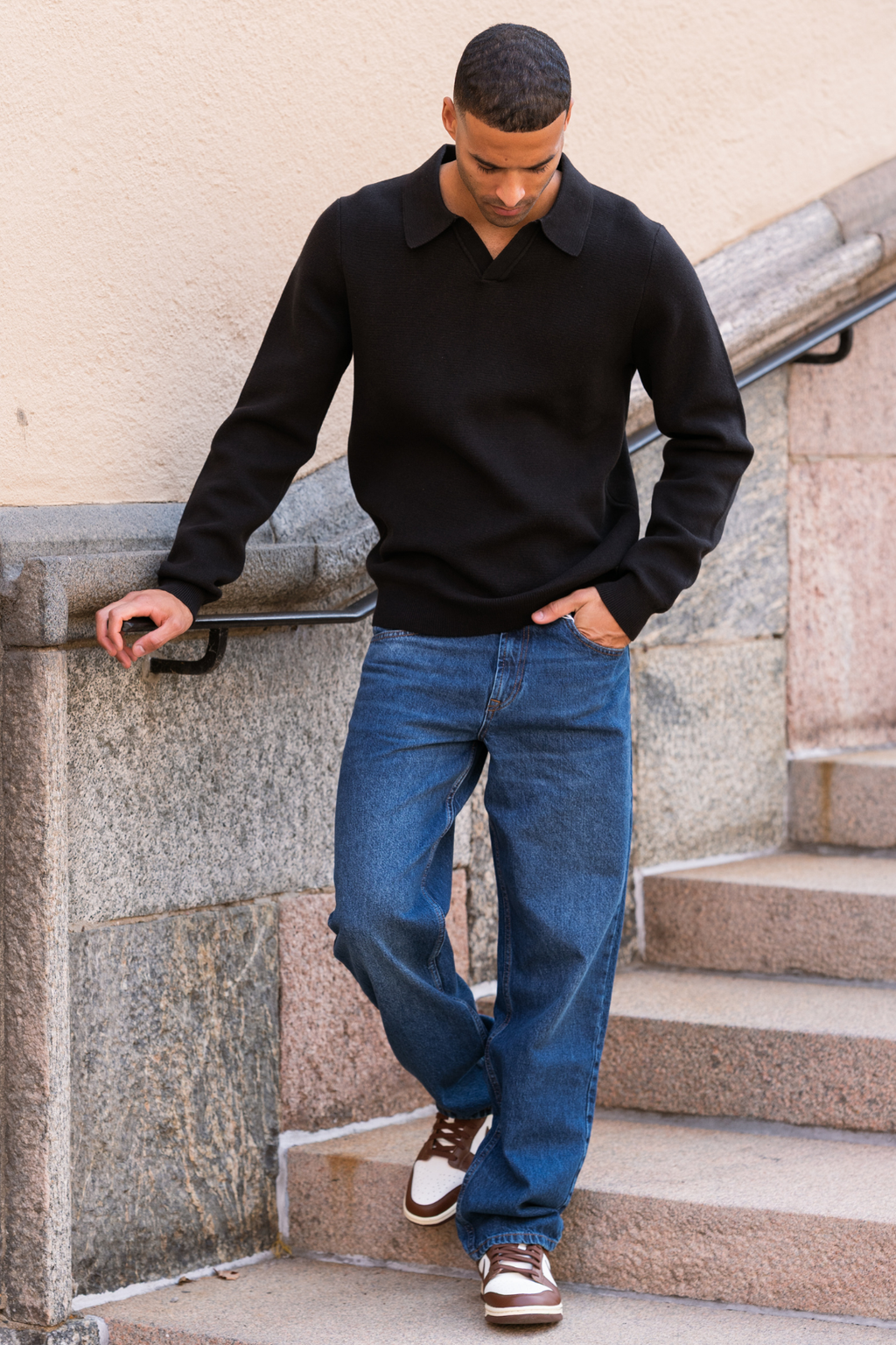 Samuel Stickad Pikétröja - Svart