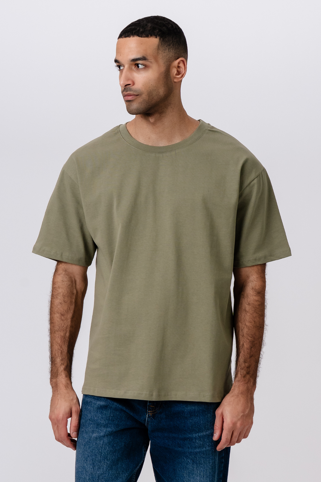 Kraftig Boxfit T-shirt - Oliv