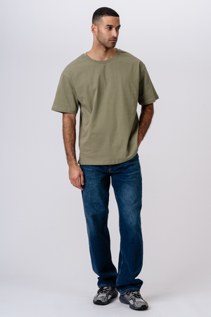 Kraftig Boxfit T-shirt - Oliv