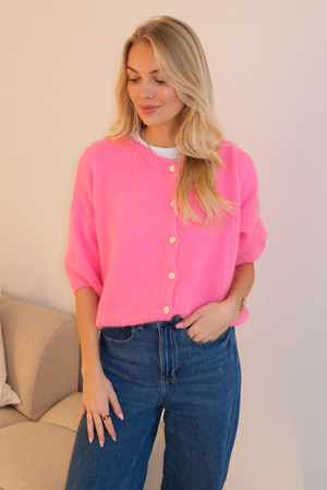 Mary Kortärmad Stickad Tröja - Baby Pink