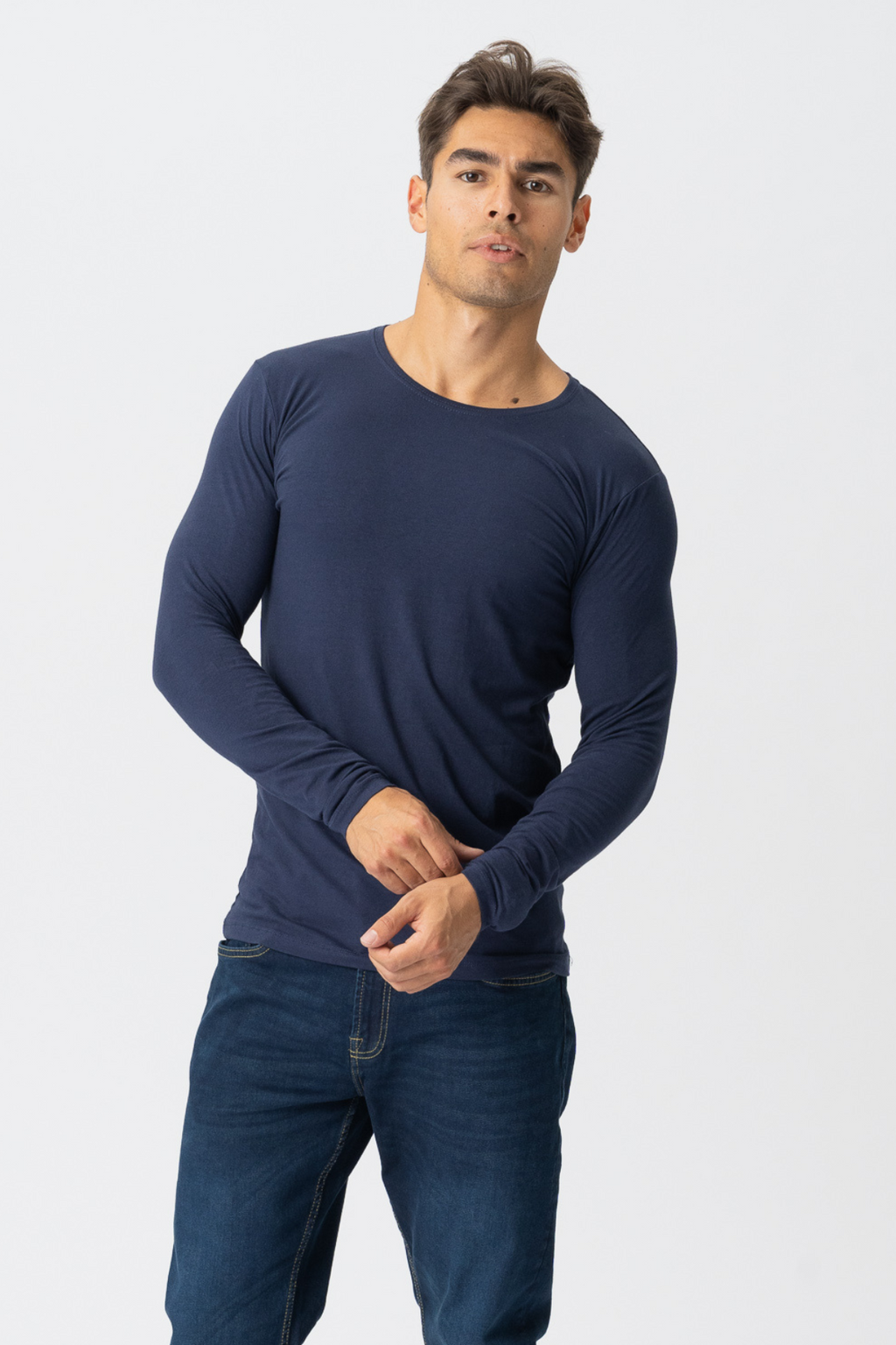 Långärmad  Muscle Tee - Marinblå