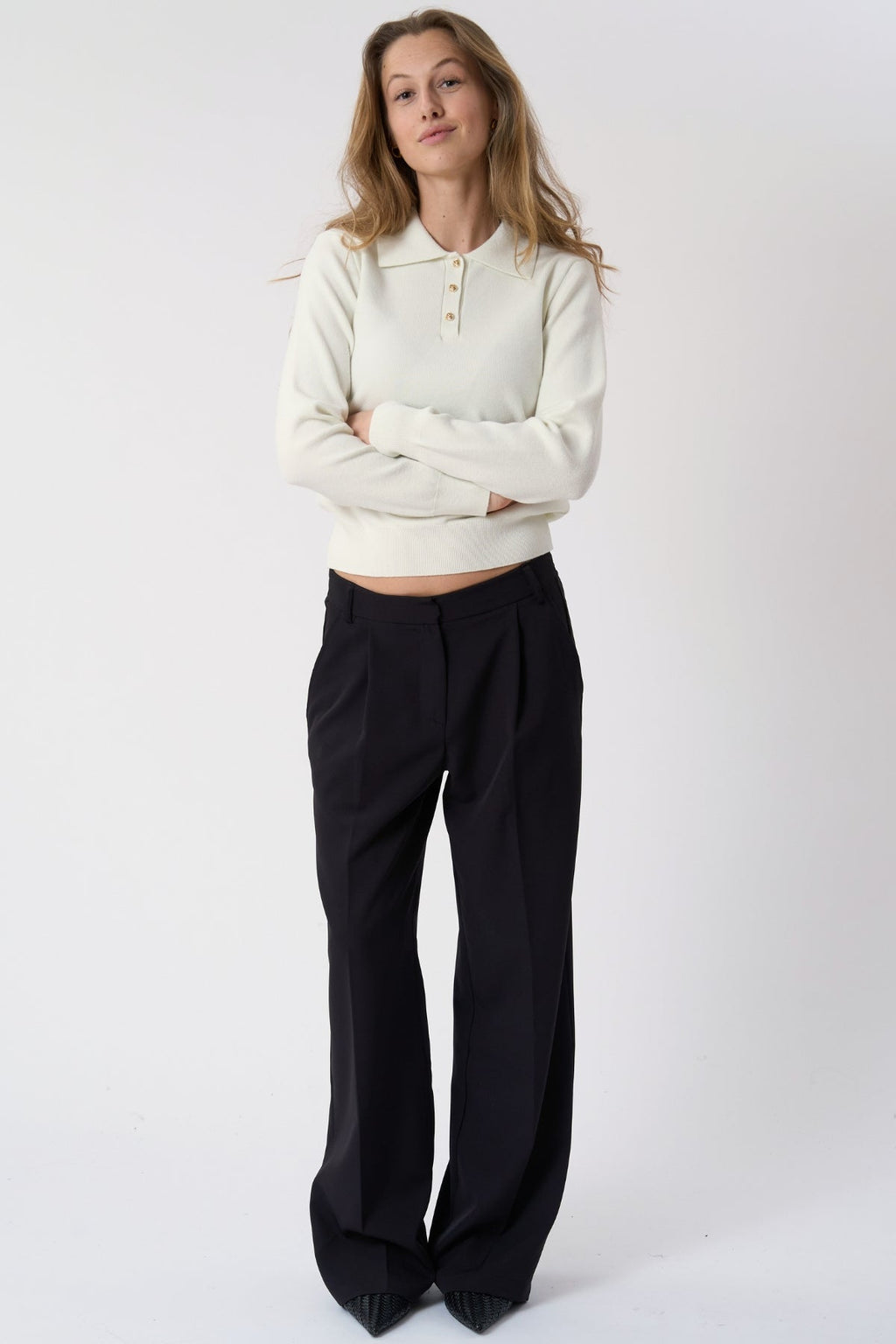 Långärmad Pikétröja - Ecru