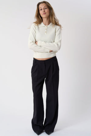 Långärmad Pikétröja - Ecru