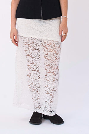 Amara Lace Maxi Skirt - Vit