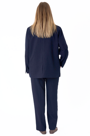 Oversized Kavaj med Kostymbyxor - Paketerbjudanden (Navy Pinstripe)