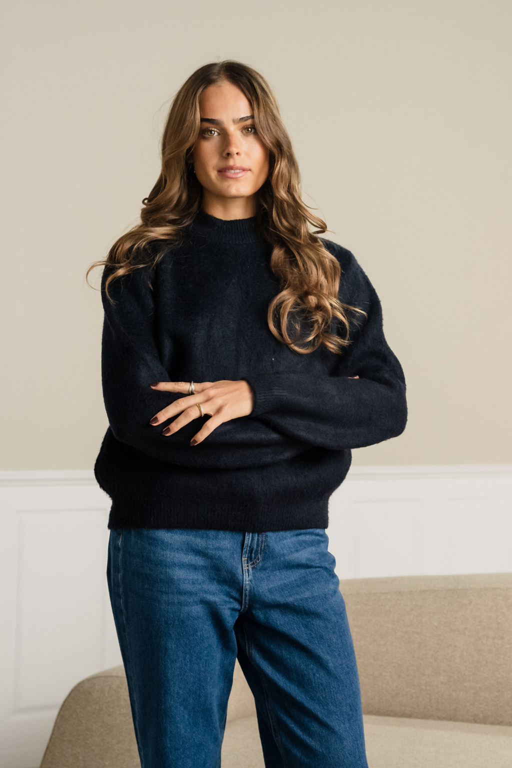 Hazel Stickad Tröja - Svart