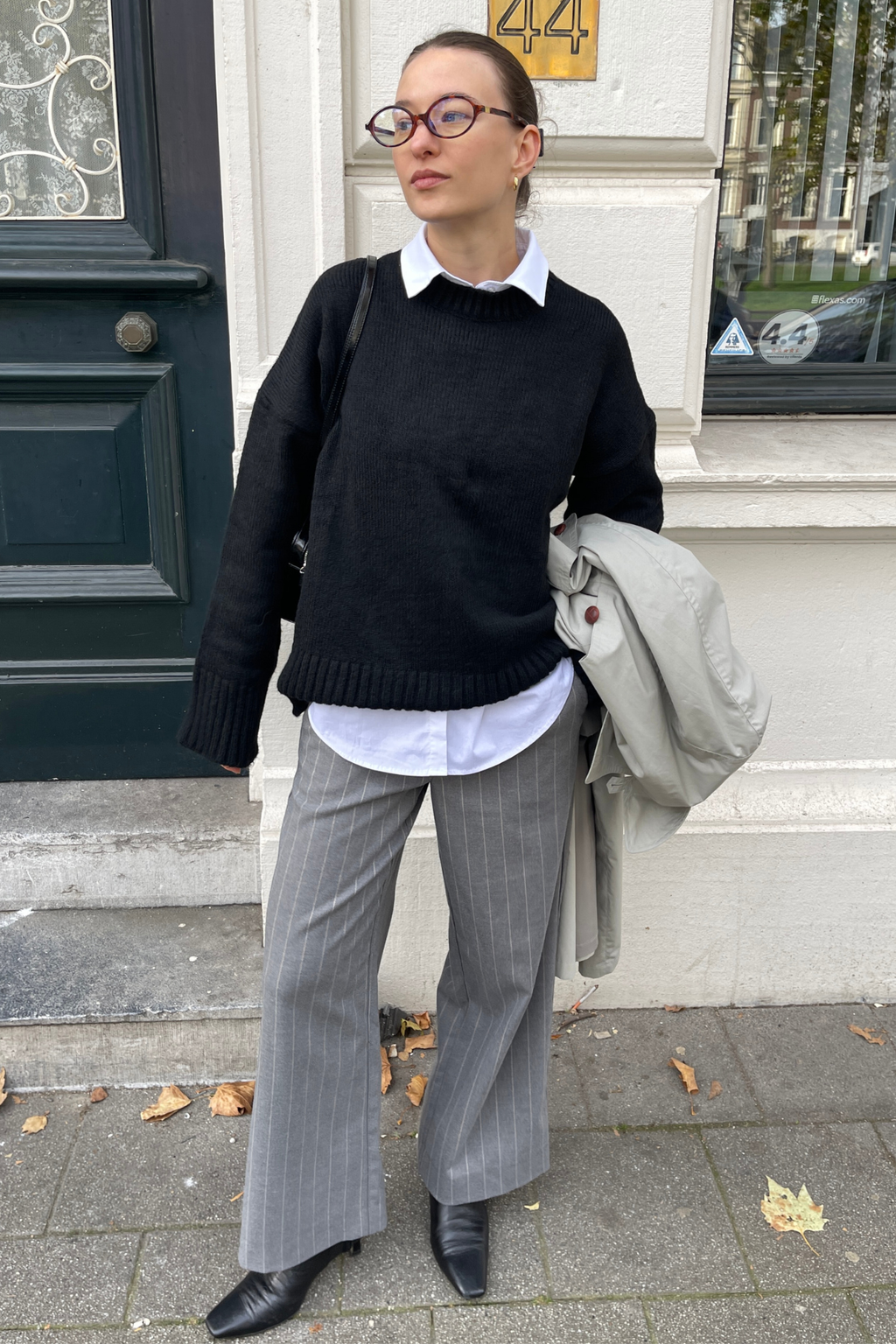 Lisa Wide Pant AOP - Mellangrå Melange