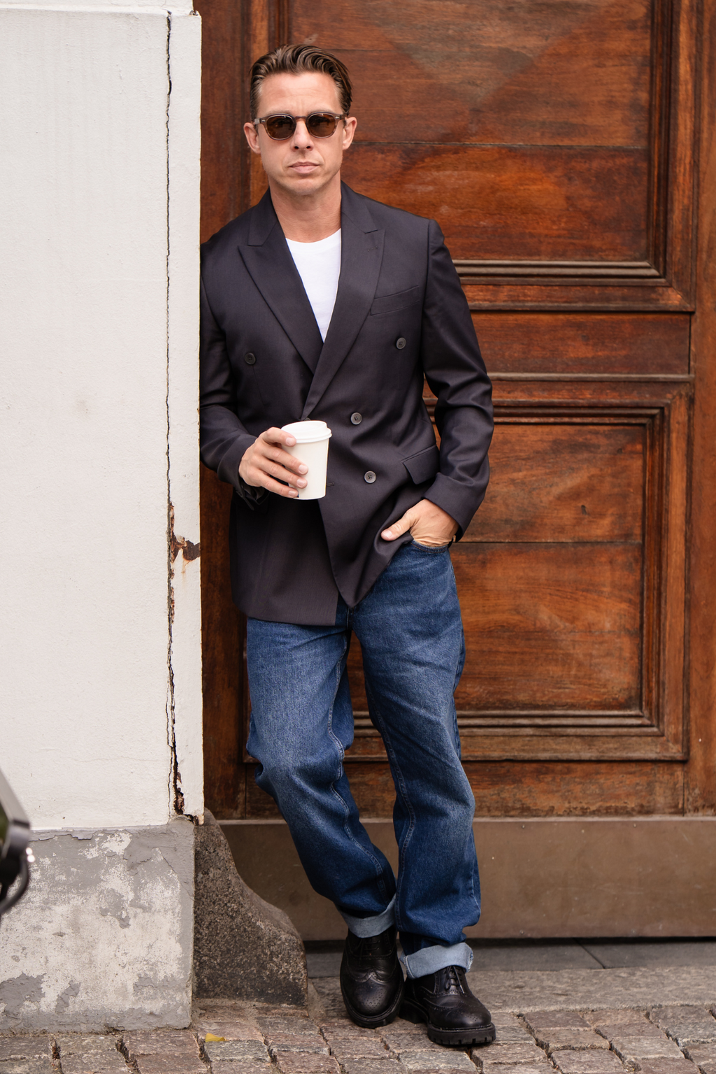 Premium Dubbelknäppt Kavaj - Svart