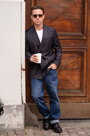 Premium Dubbelknäppt Kavaj - Svart