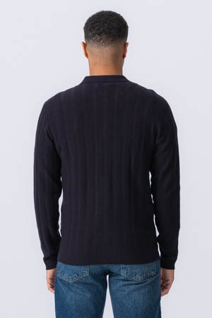 Arthur Stickad Cardigan - Dark Navy
