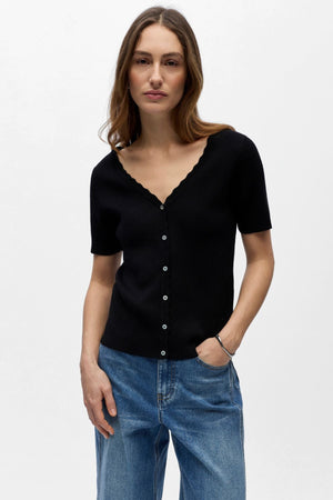 Kelly Re V-ringad Cardigan - Svart