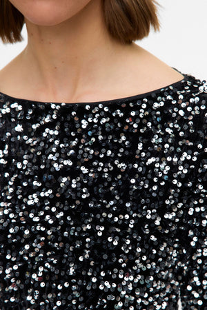 Bella Kort Klänning - Svart Silver