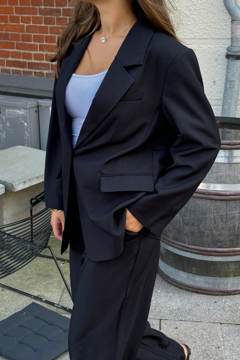 Oversized Kavaj med Kostymbyxor - Paketerbjudanden (Svart)