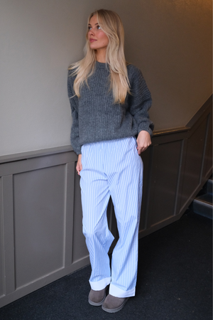 Layla Randiga Pants - Ljusblå