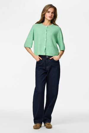 Silly O-Neck Knit Cardigan - Sprucestone Melange