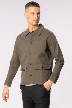 Twill Skjortjacka - Mörk Oliv