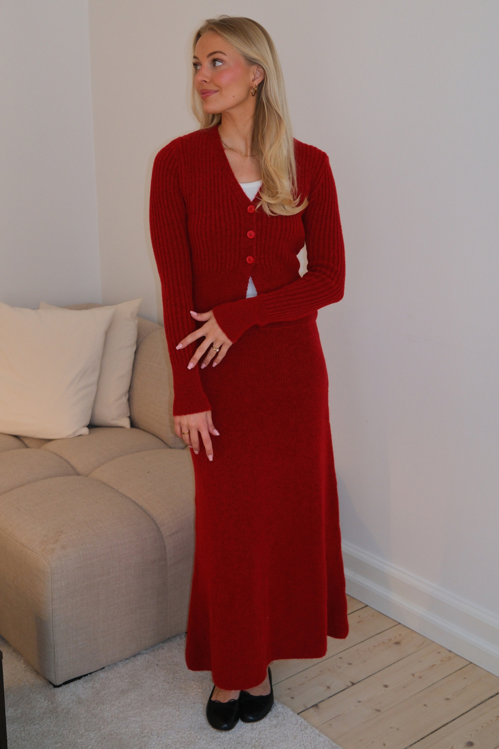 Nova Knit Skirt - Röd