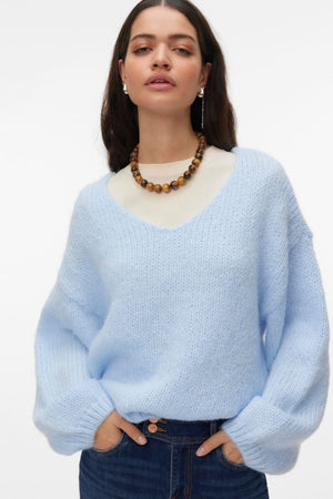 Vero Moda Maybe 2way V-Neck Pullover - Ljusblå