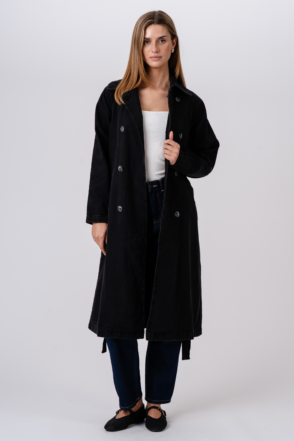 Trenchcoat i Denim - Antracit