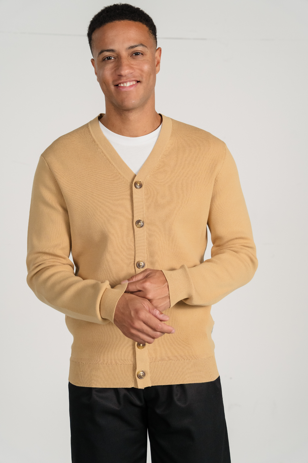 Milo Stickad Cardigan - Sand
