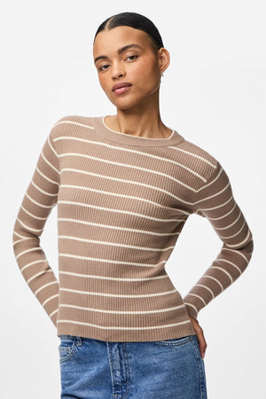 Mira New O-Neck Knit - Greige/Björk