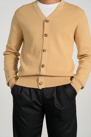 Milo Stickad Cardigan - Sand