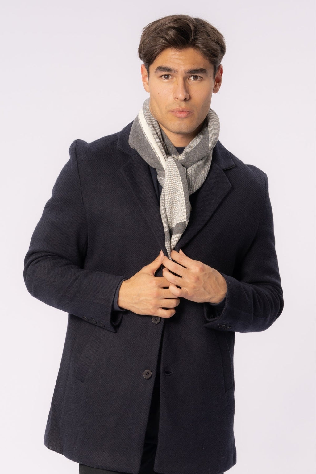 Scarf - Svart / Vit / Grå - Herr