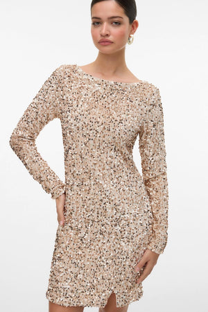 Bella Kort Klänning - Pumice Stone Champagne