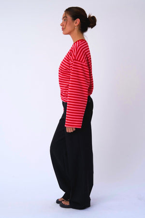 Cleo Blouse - Röd/Rosa