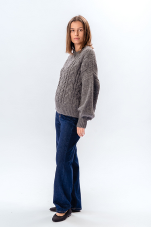 Emma Cable Knit - Mörkgrå