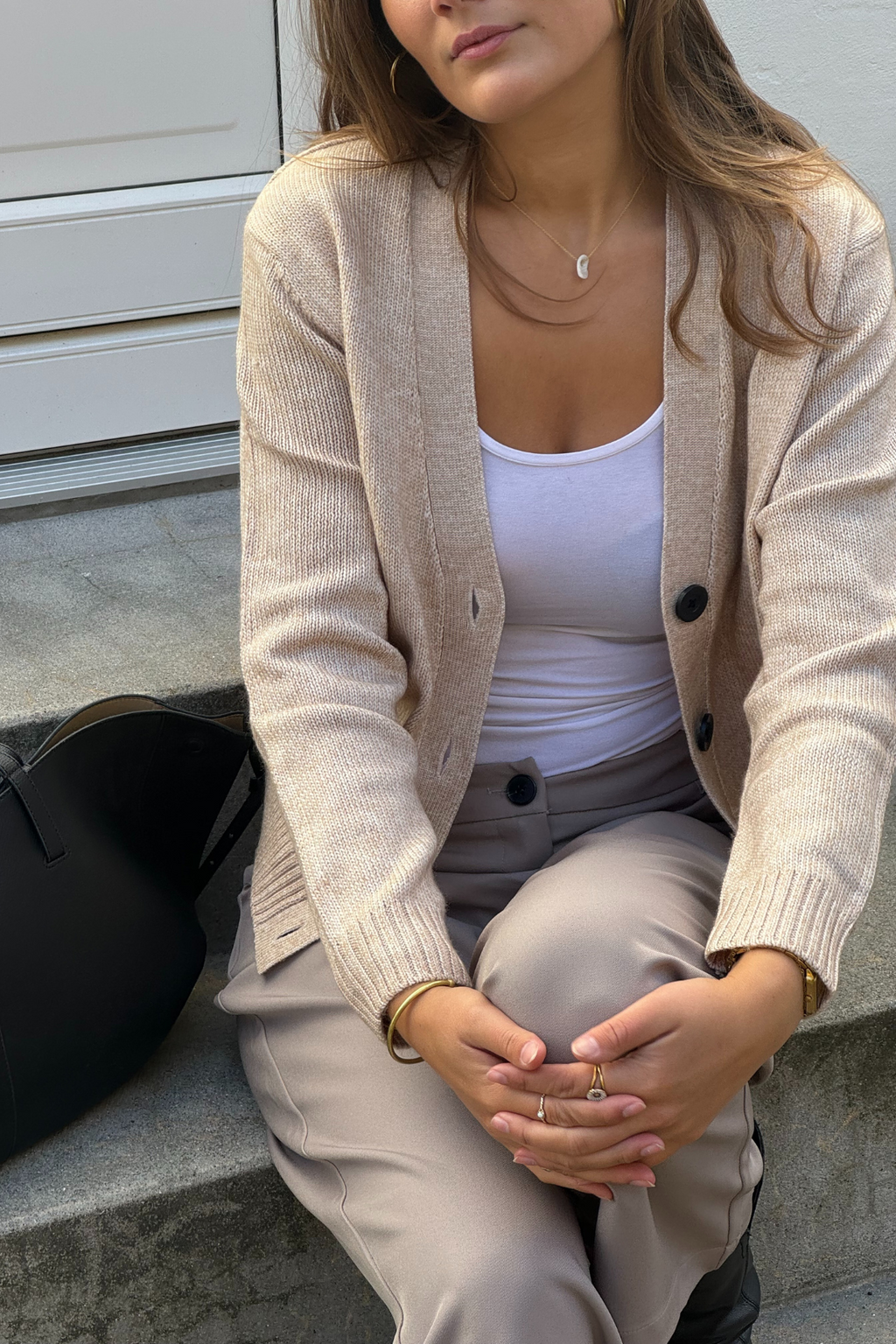 Stickad Kofta - Beige