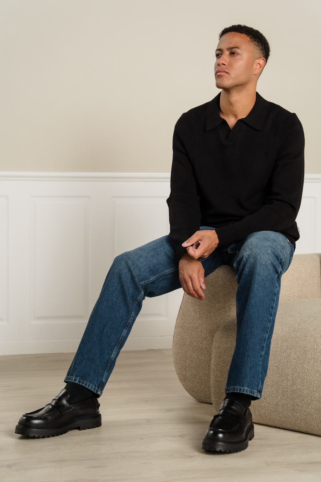 Samuel Stickad Pikétröja - Svart