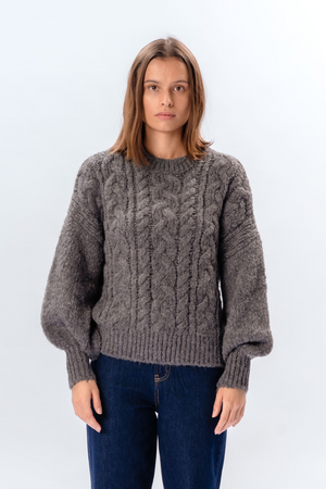 Emma Cable Knit - Mörkgrå