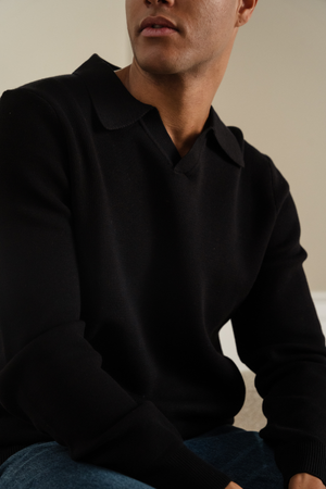 Samuel Stickad Pikétröja - Svart