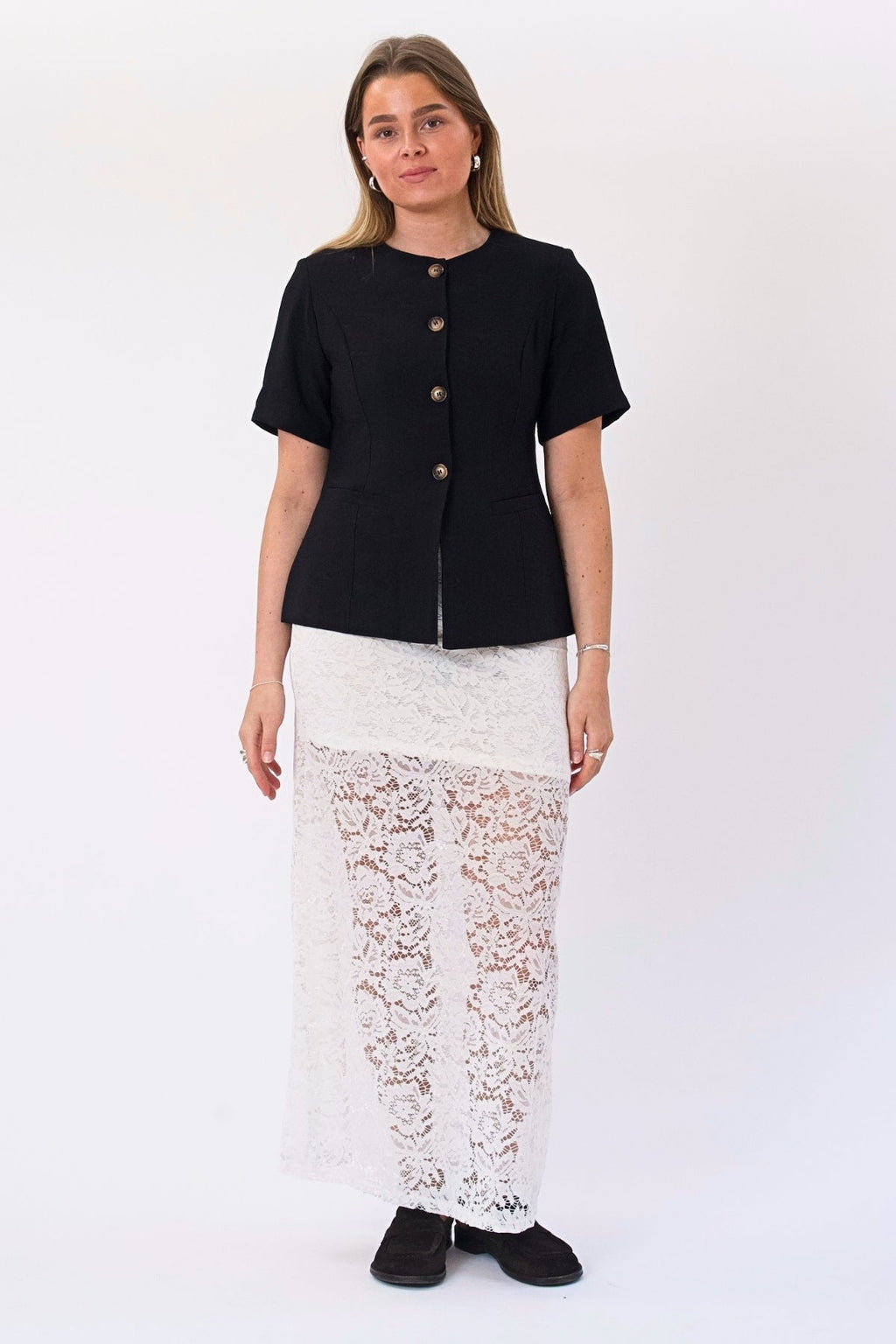 Amara Lace Maxi Skirt - Vit