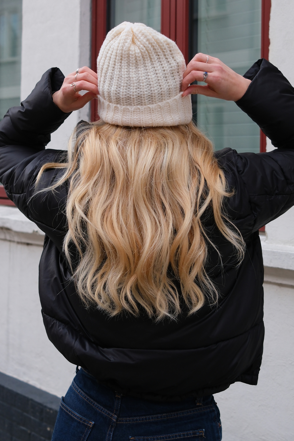 Ribbade Beanie - Ljusbeige