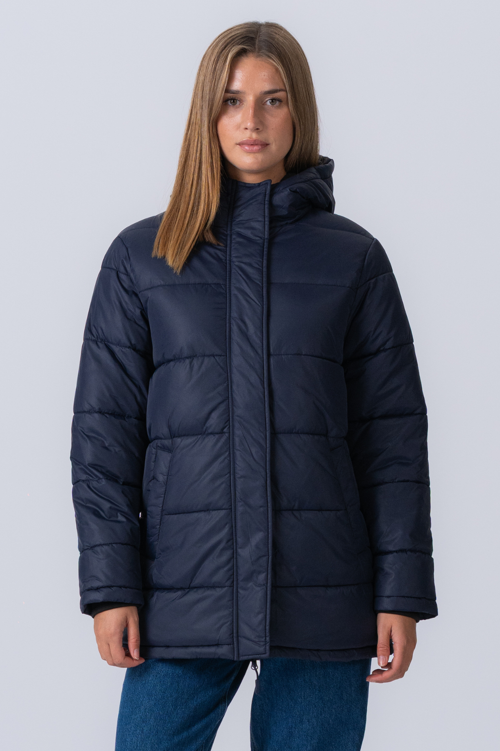Lång Pufferjacka - Navy