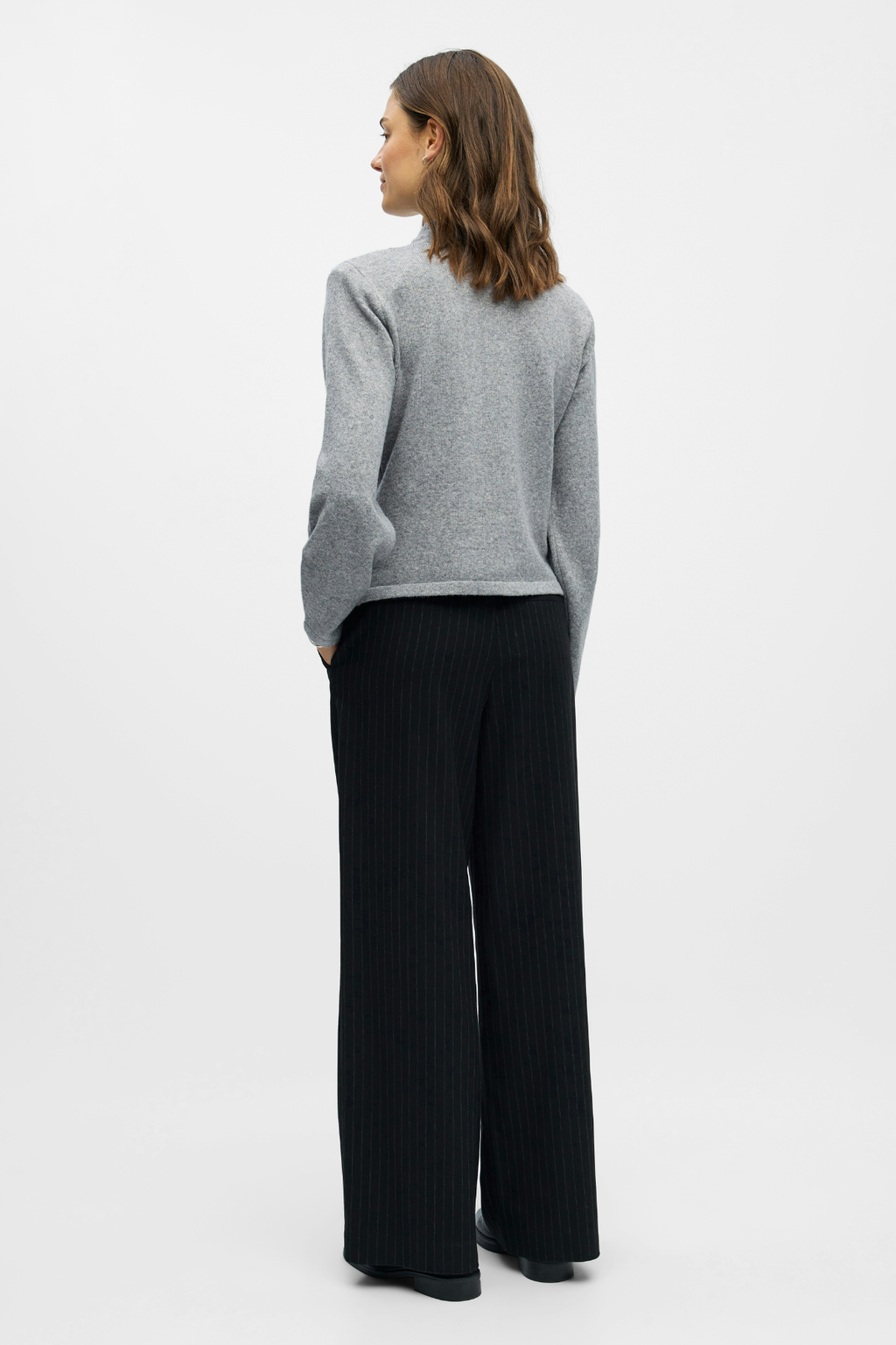 Zari Stickad Kofta - Medium Grey Melange