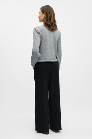 Zari Stickad Kofta - Medium Grey Melange